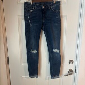Silver Jeans Dark Blue Distressed Ankle Jeans